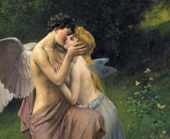 Friedrich Paul Thumann, (1834-1908), "Cupid (Eros) and Psyche."