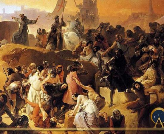 Crusaders thirsting under the walls of Jerusalem by Francesco Hayez (1836-50) Web Gallery of Art (Public Domain)