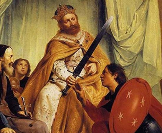 Frederick Barbarossa awards the city of Haarlem with a sword for its shield or coat-of-arms. By Pieter de Greber, 1630. 