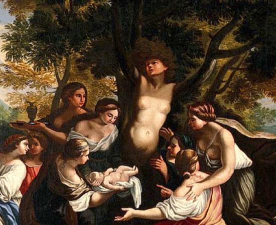 Detail of ‘The birth of Adonis and the transformation of Myrrha.’ By Luigi Garzi. 