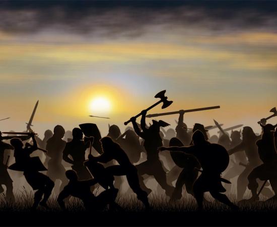 Representation of Norse-Gael (Gallowglass) warriors in battle.          Source: PatSM / Adobe stock