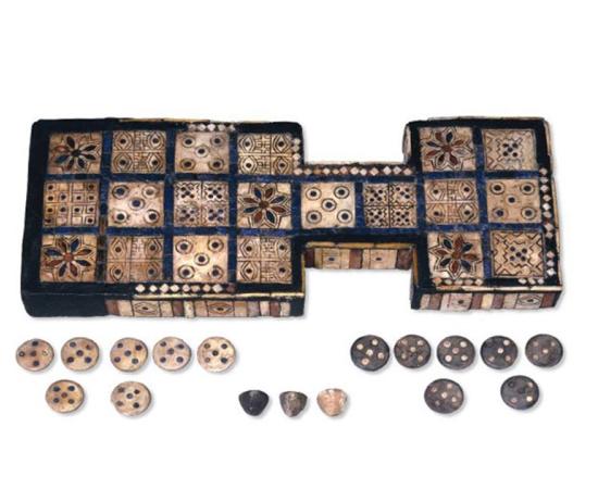 The Royal Game of Ur board (or Game of Twenty Squares), found in the Royal Tombs of Ur in Mesopotamia, dating c. 2600-2400 B.C. Source: The Trustees of British Museum / Provided by the author