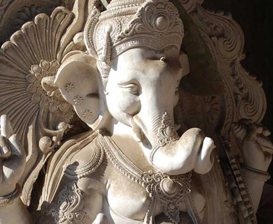 Detail of a statue of Ganesha. 