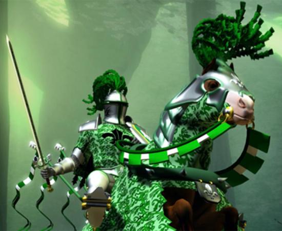Representation of the Green Knight from the Gawain poem.  Source: Luca Oleastri / Adobe stock