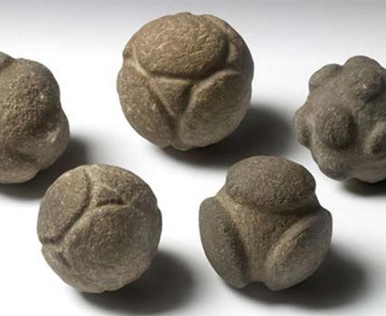Five carved stone spheres from Scotland held at the Ashmolean Museum 