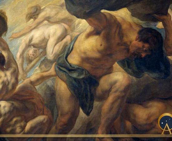 Fall of the Titans". Oil on canvas by Jacob Jordaens, (1638) (Public Domain)