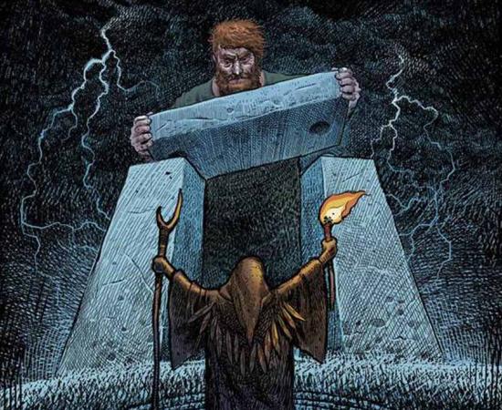 Cropped section of the cover of The Giants of Stonehenge and Ancient Britain by Hugh Newman and Jim Vieira. Source: Author provided. 