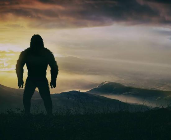 Artistic representation of a standing Gigantopithecus