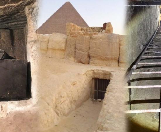 One of the access shafts which dive into the subterranean network under the Giza Plateau.