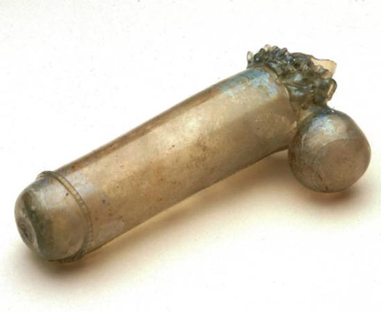Glass phallus vessel found in German Renaissance convent.