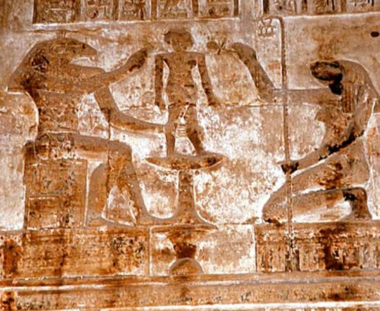 The god Khnum, accompanied by Heqet, in a relief from the mammisi (birth temple) at Dendera Temple complex. Source: Roland Unger/CC BY-SA 3.0