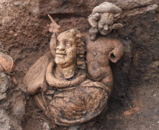 Terracotta figurines of young Dionysus, Pan, and goat-shaped vessels discovered at Kurul Castle