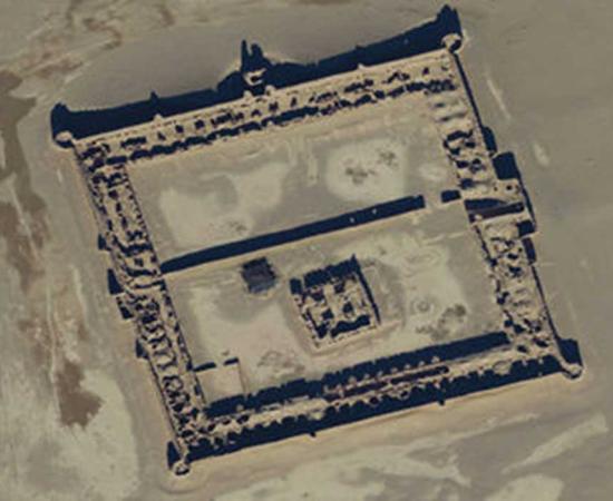 A satellite image shows a 17th century caravanserai (outpost) which served people traveling the Silk Road.