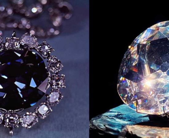 Left; Replica of the Koh-i-Noor diamond. Right; The Hope Diamond, one of the largest of all blue diamonds. Source: Left; Public Domain, Right; Public Domain