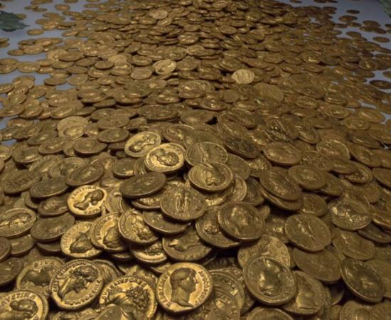 The Roman gold hoard found in Trier, Germany. 