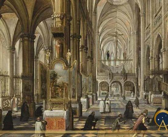 Interior of a Gothic Cathedral by Paul Vredeman de Vries (1612) Los Angeles County Museum of Art (Public Domain)