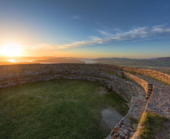 Overlooking Inch Island from the "Grainan of Aileach" ancient stone ring fort, Donegal, Ireland. 