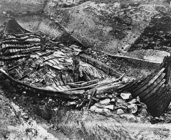 The excavation of the Oseberg Ship, Norway. 1904 - 1905.