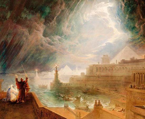 Seventh Plague of Egypt (1823) by John Martin, a painting of the Old Testament bible story. Source: Public domain
