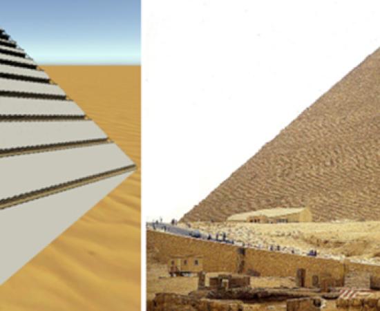 Left; Construction proposal image, Right; The Great Pyramid of Giza.