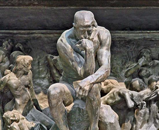 The Thinker in The Gates of Hell at the Musée Rodin. 