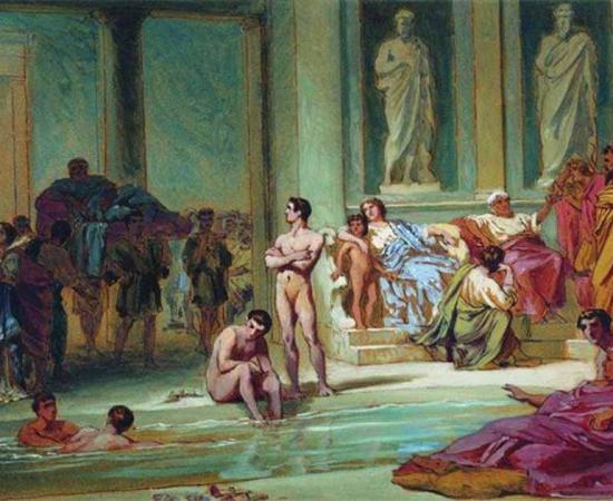 The Greek bathhouse found in Berenice, Egypt may have been a center for rest and relaxation for the Egyptian military.  Pictured: 1858 painting by Fyodor Bronnikov                      Source: Public Domain