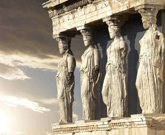 An ancient classic Greek poem taught to first year classics student at the University of Reading in England has been censored to avoid upsetting some students. Greek caryatids pillars depicting Greek women on the Acropolis of Athens, Greece. 		Source: Dimitrios / Adobe Stock