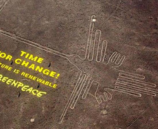 Greenpeace treads on ancient Nazca lines site to urge renewable energy