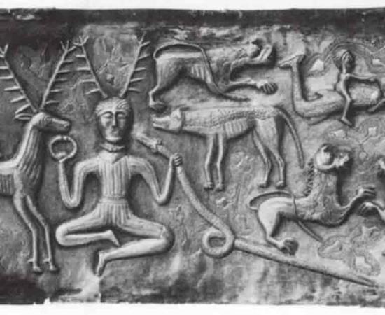 Scene on the Gundestrup Cauldron. Source: British Museum