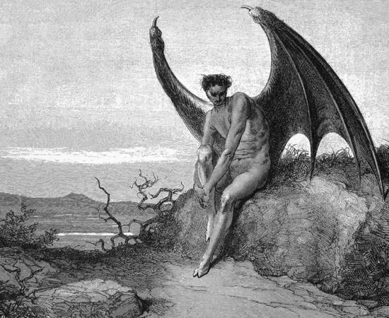 Gustave Doré, illustration to Paradise Lost, book IX, 179–187, depicts the Devil with hooved feet 