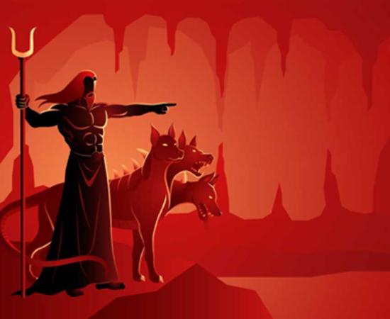 Hades, god of the underworld and Cerberus, his dog. (rudall30 / Adobe Stock)