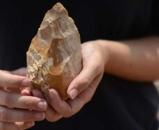 Prehistoric hand axe found in Israel. 