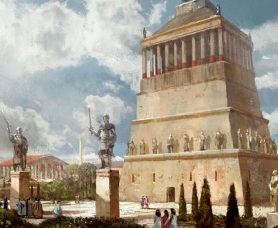 Image of the Mausoleum of Halicarnassus, representation of how it would have appeared. Source: Civilization. Wiki /CC BY-SA )