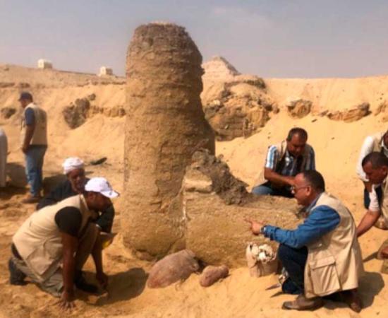 Archaeologists at the Saqqara site where the blocks of halloumi cheese were discovered. Source: Ministry of Antiquities
