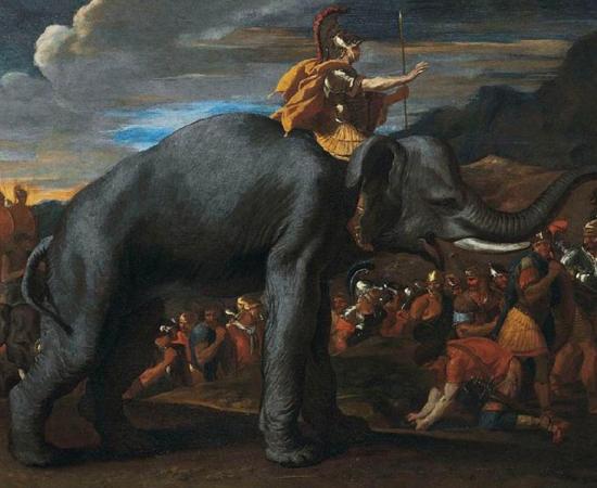 Hannibal crossing the Alps on elephants by Nicolas Poussin