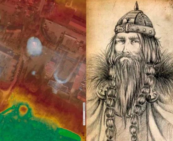 Left, Image of the church at Wiejkowo, the proposed site of the Harold Bluetooth burial. Right; Harald Bluetooth sketch representation. Source: Left; Marek Kryda, Right; Public Domain / The First News