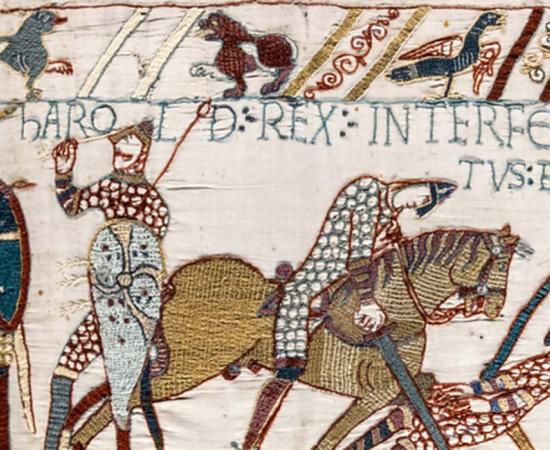 Bayeux Tapestry - The death of King Harold Godwinson at the Battle of Hastings. 