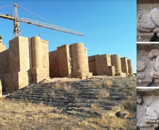 The Temple of Allat in Hatra, Iraq. Right: camel relief comparisons.	Source: Photograph courtesy of the Aliph-ISMEO project at Hatra / Antiquity Publications Ltd.