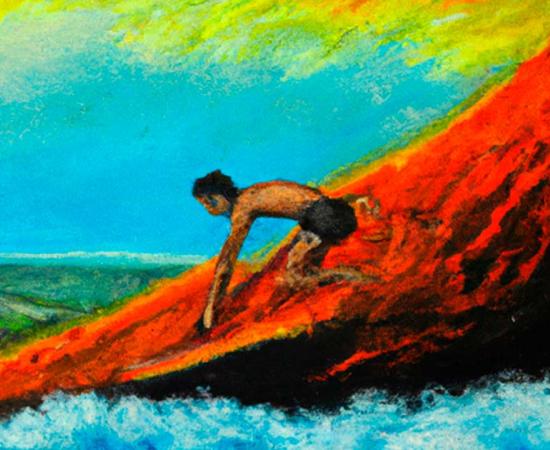 Representational image of a person lava sledding in Hawaii. Source: AI generated