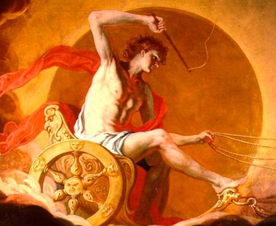 Detail from Helios on His Chariot, a 17th century depiction of Helios the sun god of Greek mythology, by Hans Adam Weissenkircher. Source: Public domain
