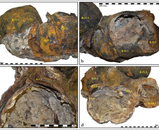 Some of the 43 helmets found off Benicarló coast.