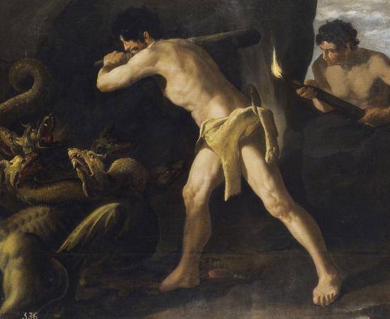 Hercules Fights the Hydra of Lerna, a painting by Francisco de Zurbarán 