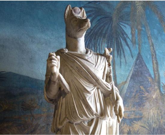 Statue of Hermanubis, a hybrid of Anubis and the Greek god Hermes. 