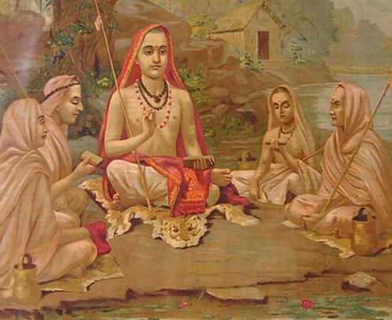 Hindu devotee practicing jñāna yoga, one of the methods believed to help attain mukthi 