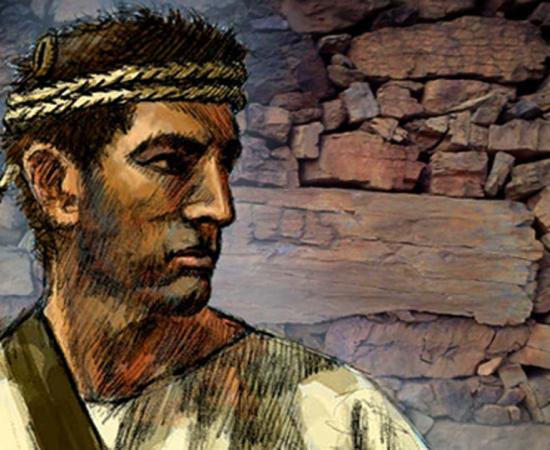 Drawing of Balearic Slinger (Public Domain) and stonework at Castelo Branco (CC BY-SA 2.0);Deriv.