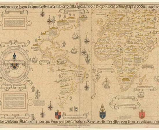 Facsimile of Diogo Ribeiro's 1529 Carta Universal.  Source: Public Domain		