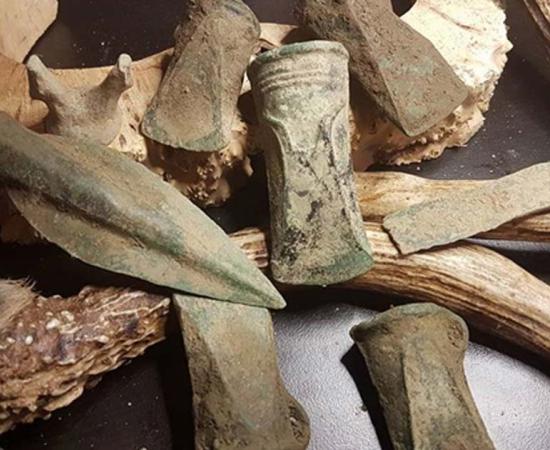 Some of the original 9 axe heads or “Celts’ plus the spearhead found by the Korstad brothers.