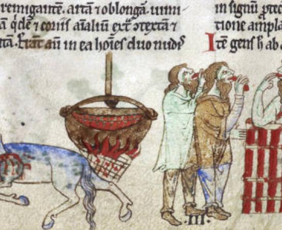Medieval manuscript depicting horsemeat consumption