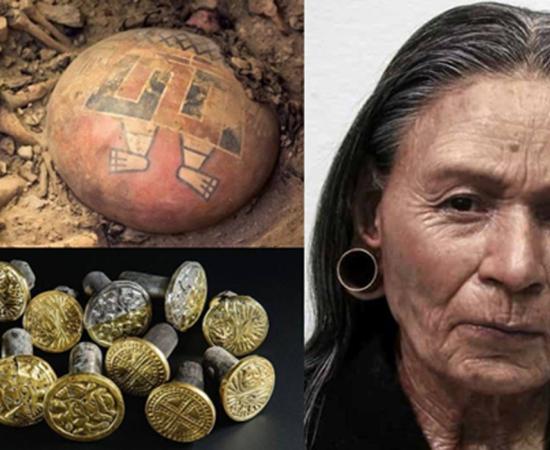 The Huarmey Queen reconstruction and Wari artifacts from her tomb.