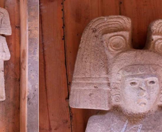 Detail of the Huastec statue which was discovered in Mexico. Source: INAH